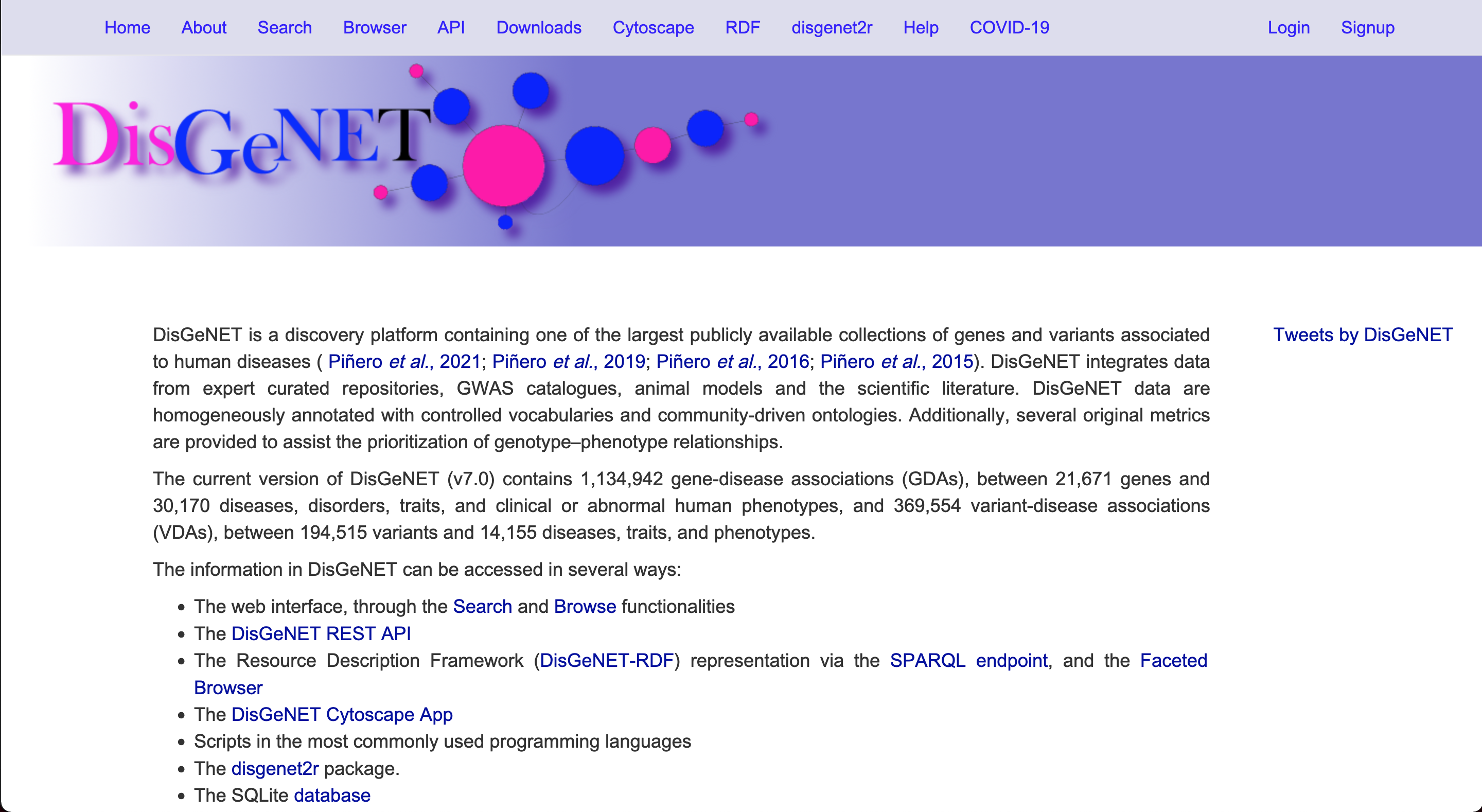 DisGeNET site screenshot