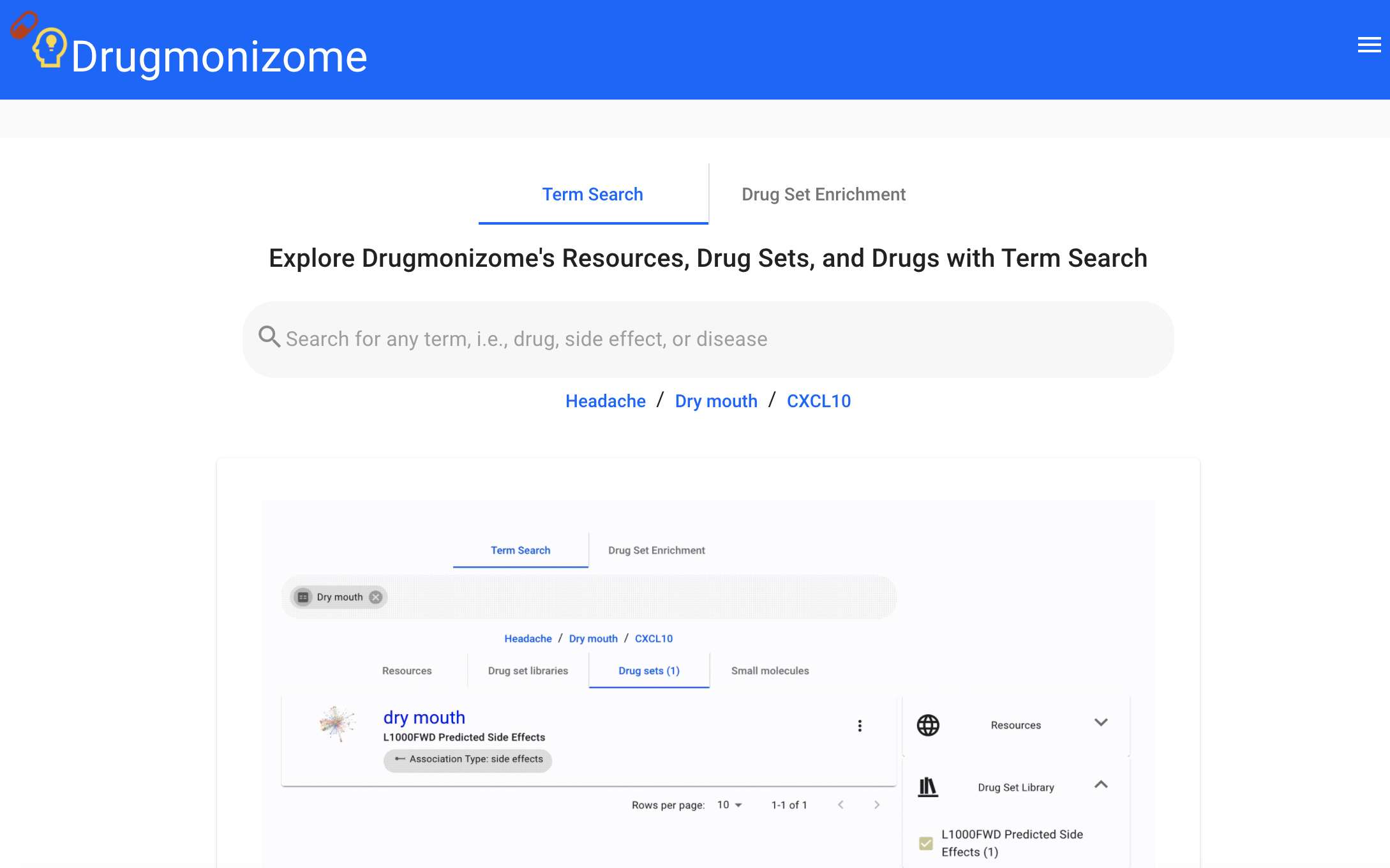 Drugmonizome site image