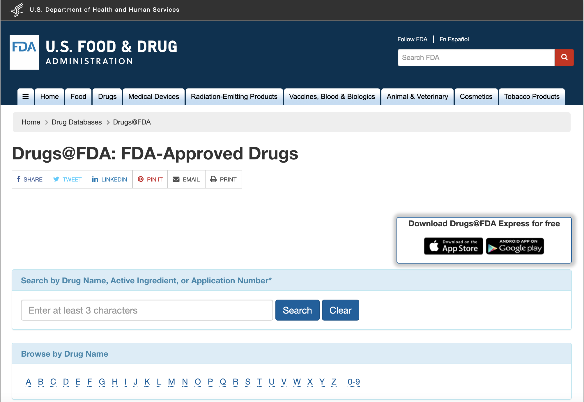 Drugs@FDA site image