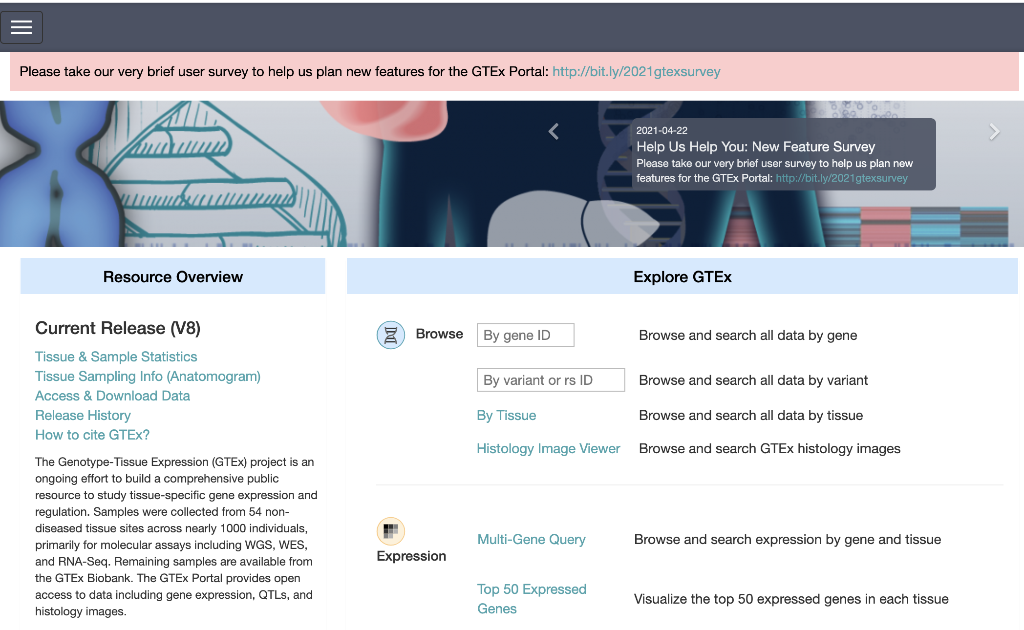 GTEx site screenshot