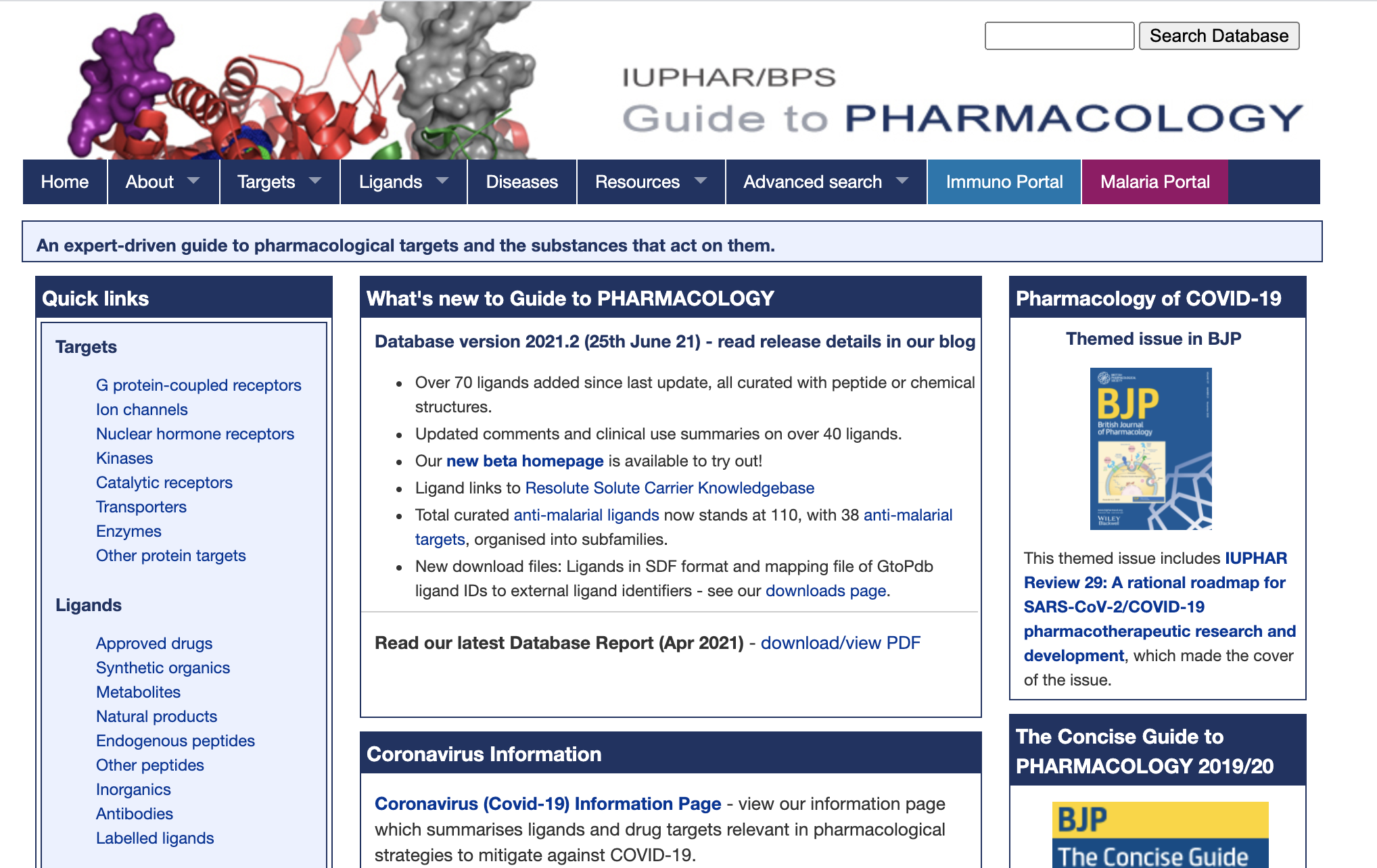 Guide to Pharmacology site image