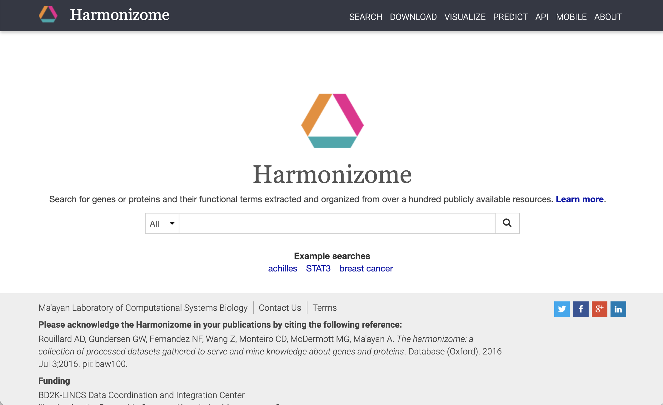 Harmonizome screenshot