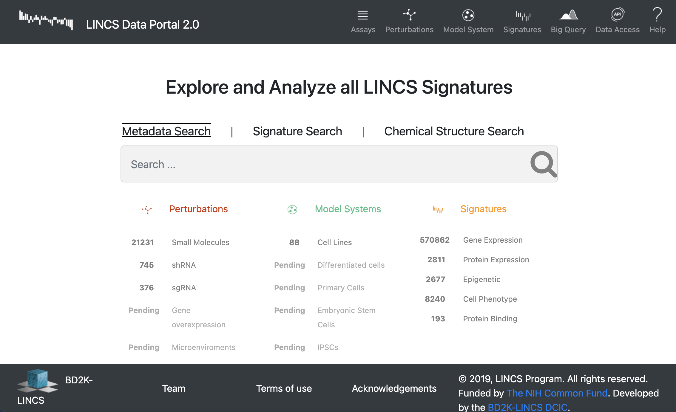 LINCS Data Portal 2.0 site image