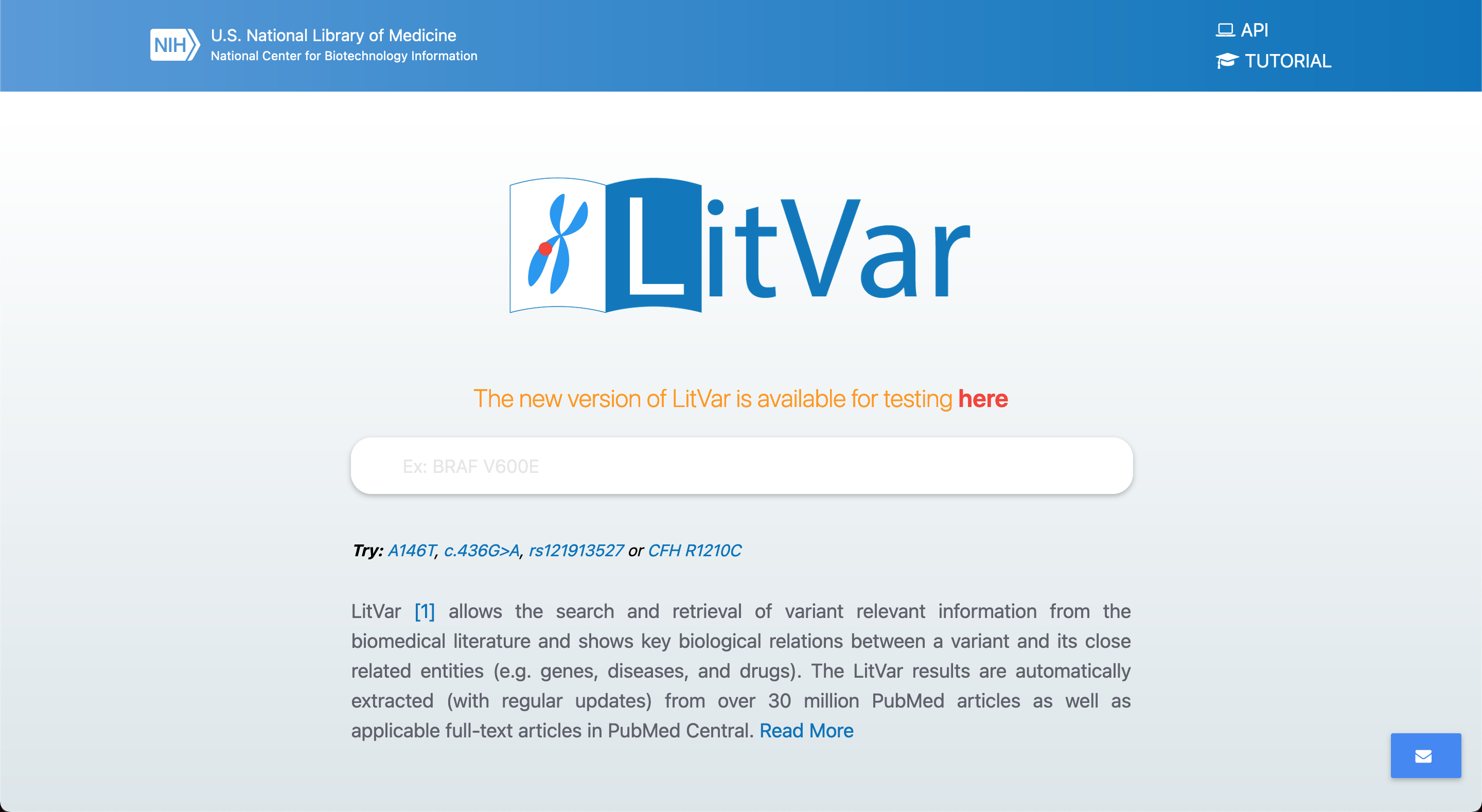 LitVar site screenshot