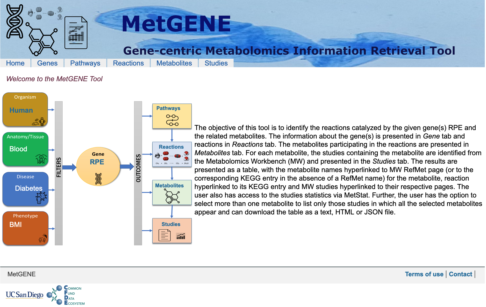 MetGENE site screenshot