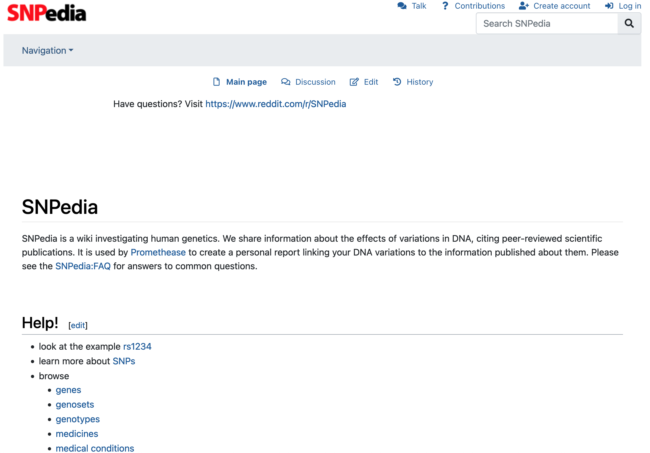 SNPedia site screenshot