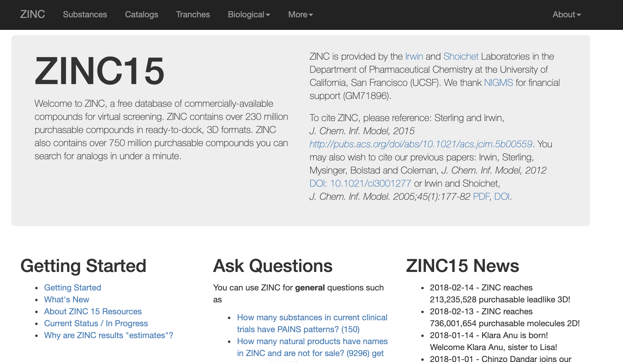 ZINC15 site image