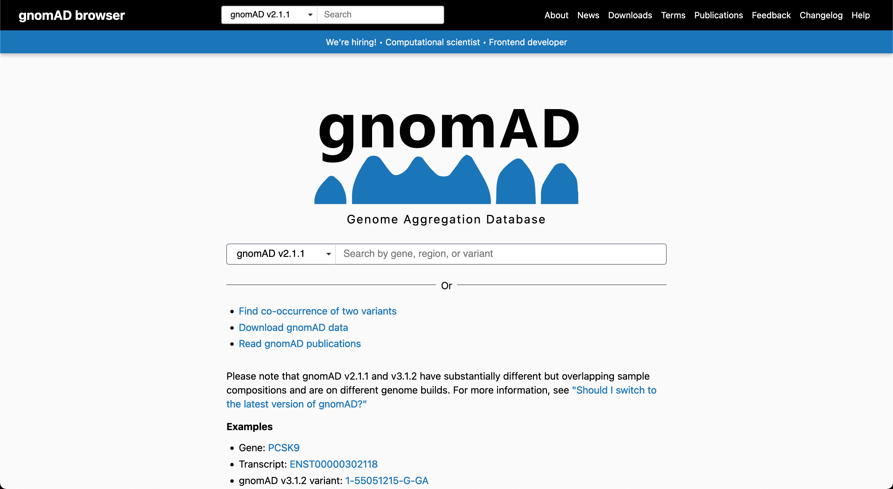 gnomAD site screenshot